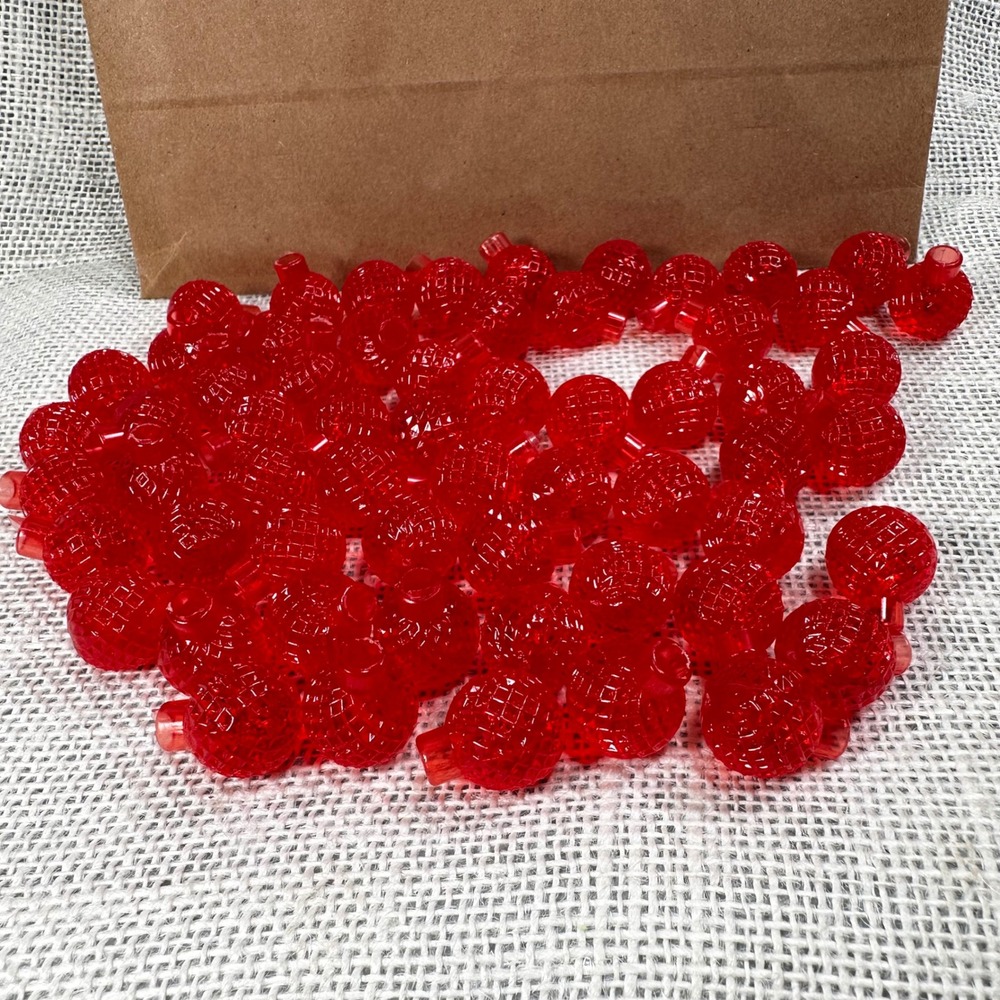 60 Vintage Red Faceted Ceramic Christmas Tree Replacement Light Pegs Bulbs Lot